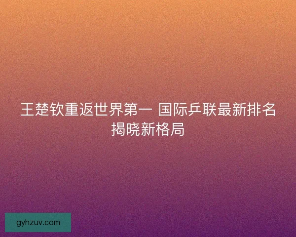 王楚钦重返世界第一 国际乒联最新排名揭晓新格局