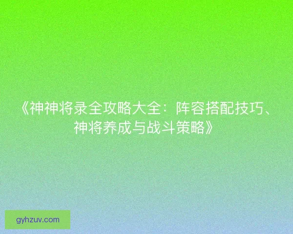 《神神将录全攻略大全：阵容搭配技巧、神将养成与战斗策略》