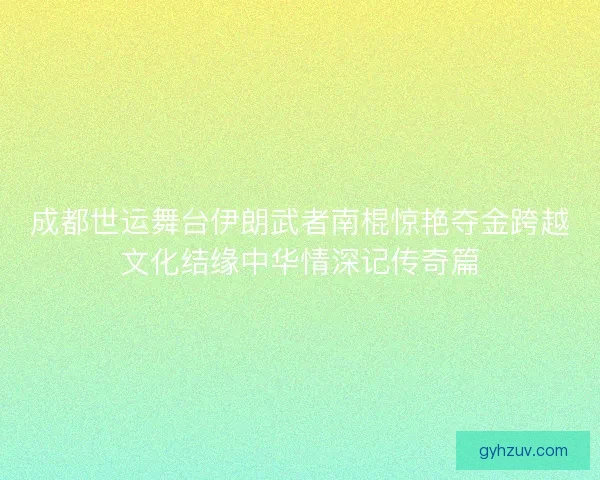 成都世运舞台伊朗武者南棍惊艳夺金跨越文化结缘中华情深记传奇篇