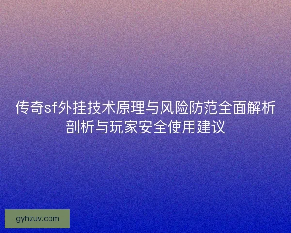 传奇sf外挂技术原理与风险防范全面解析剖析与玩家安全使用建议